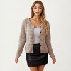 Anna-Kaci Women's Button Front Knit Design Cardigan with Long Sleeves and Textured Design - 4 of 4