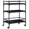 vidaXL Kitchen Trolley Black 25.6 in.x15.7 in.x34.1 in. Engineered Wood - 2 of 4
