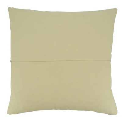 Beige and Navy Striped Cotton Throw Pillow