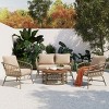 4 Person Garden Backyard Boho Wicker Lounge Set,4 Piece Wicker Patio Set,Cushions Outdoor Patio Conversation Sets with Coffee Table-Coolbibila - 2 of 4
