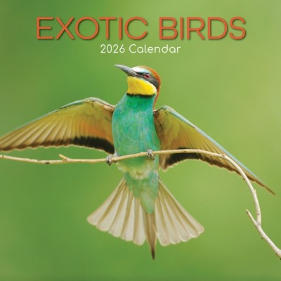 2026 Square Wall Calendar, Exotic Birds, 16-Month Animals Theme with 180 Reminder Stickers (12x12 In)