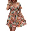 Coolmee Women's Boho Floral Dress Wrap V Neck Short Sleeve Ruffle Hem A Line Mini Dress - 4 of 4