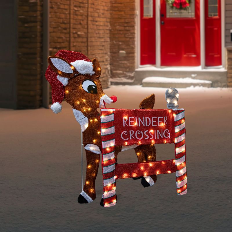 Northlight 36" LED Lighted Rudolph Reindeer Crossing Outdoor Christmas Sign Decoration, 2 of 7