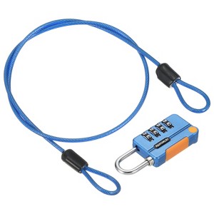 Unique Bargains Locker Luggage Bike 4 Digit Combination Lock with Security Cable Set - 1 of 4