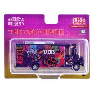 Food Truck "The Taco Truck" Purple with Graphics 1/64 Diecast Model by American Diorama - 1 of 4