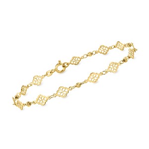 Ross-Simons Italian 10kt Yellow Gold Ricami Floral Station Bracelet - 1 of 4