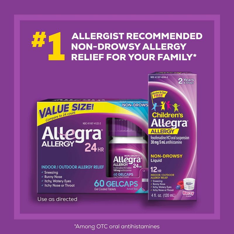 Allegra 24 Hour Allergy Relief Gel caps - Fexofenadine Hydrochloride, 5 of 9