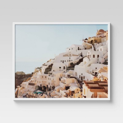 24" x 30" Greece Full Bleed Print Framed Wall Canvas White - Threshold™