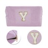 Unique Bargains Corduroy Rectangular Letter Makeup Bag Pink Purple 1 Pc - 4 of 4