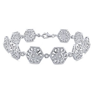 EVERLY JEWELRY | Sterling Silver 1/5 CT TW Diamond Hexagon Bracelet, 7 inch - 1 of 3
