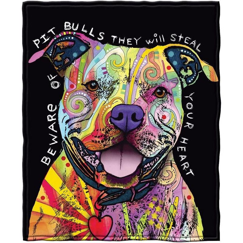 Dawhud Direct 75" x 90" Colorful Dean Russo Pit Bull Fleece Throw Blanket for Women, Men and Kids, 1 of 6