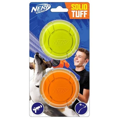 NERF 2.5" Solid Foam Sonic Ball Dog Toy - Green and Orange - 2pk