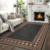 Washable Geometric Bordered Living Room Rugs, Soft Non Slip Bedroom Dining Room Carpet, Low Pile Floor Cover for Home Office - 3 of 4