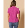 INSPIRE CHIC Women's Retro Dots Print Bow Tie Peter Pan Collar Chiffon Blouse - 4 of 4