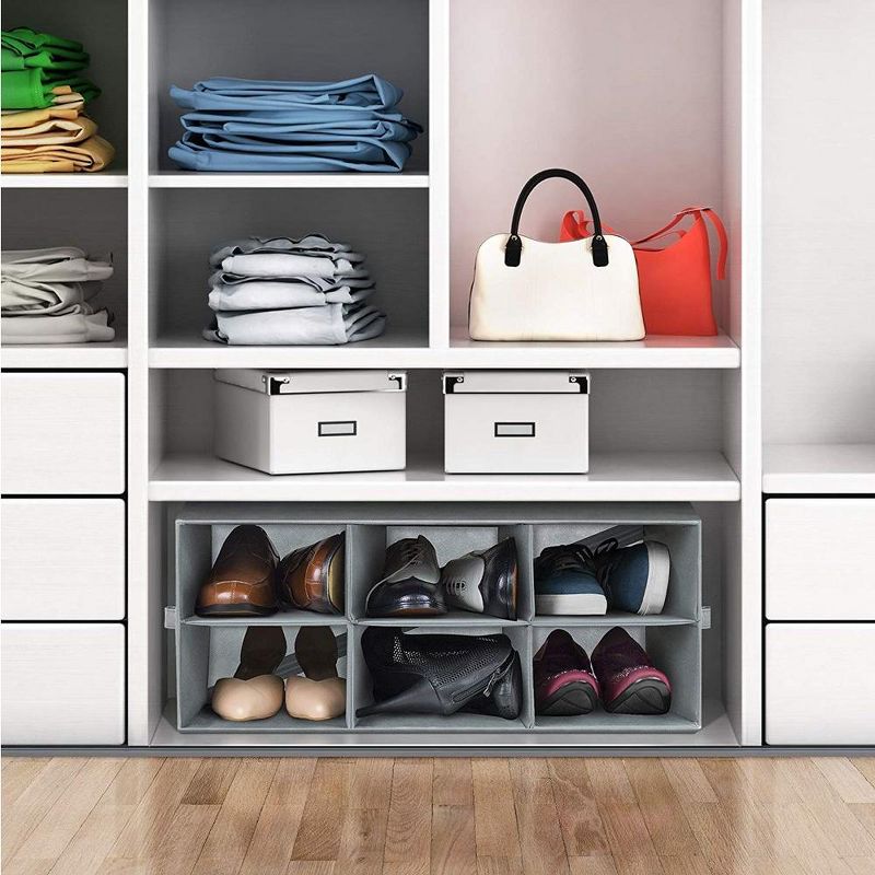 Sorbus Shoe Organizer Bin, 6 Section Cubby Shoe Shelves, Foldable Portable Detachable Closet Organizer Storage for Home Organization, 3 of 10