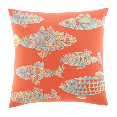 20" x 20" Batic Fish Decorative Throw Pillow Orange - Tommy Bahama