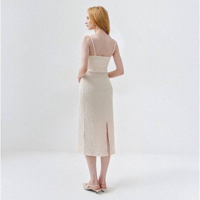 Женские платья A New Day Women's Beaded Neck Midi Dress - A New Day™ Cream L — фото 2