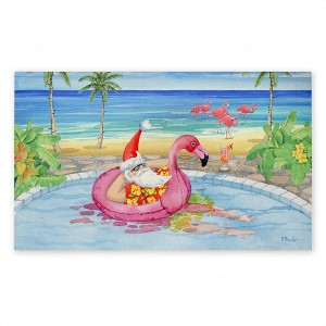 Stupell Industries Santa Pool Float & Cocktail Printed Outdoor Door Mat, design by Paul Brent, 18"x30" - 1 of 4