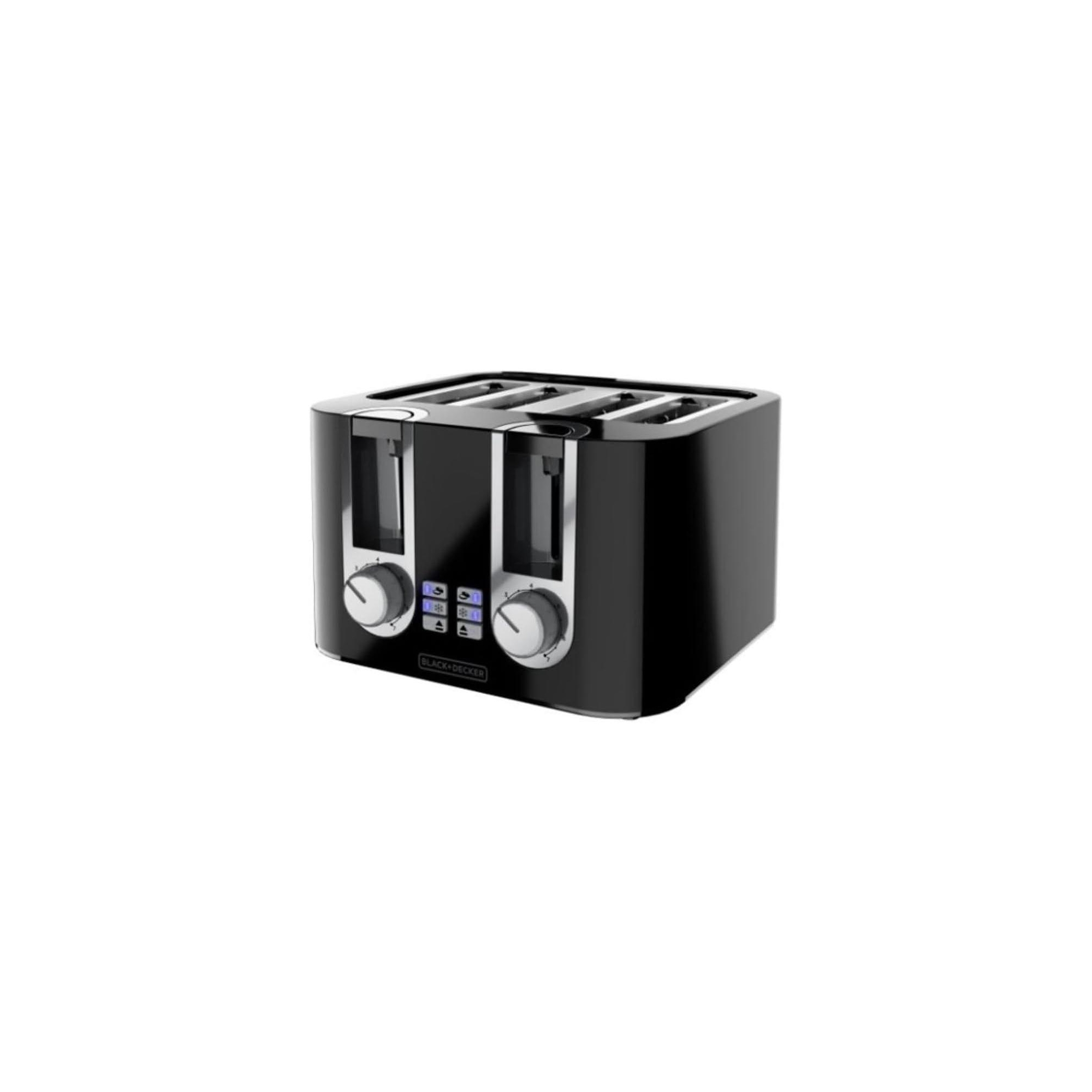 BLACK+DECKER 4-Slice Toaster, 7 Toast Shades, Removable Crumb Tray, Illuminated Bagel, Frozen and Cancel Functions