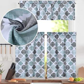 Quatrefoil Printed Cotton Blend Short Curtains for  Kitchen Bathroom Windows