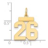 Black Bow Jewelry 14k Yellow Gold, Athletic Collection, Small Polished Number 26 Pendant - 2 of 3