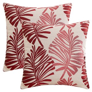 REGALWOVEN Palm Leaf Pattern Decorative Throw Pillow Covers for Farmhouse Home Sofa Couch Bed 2 Pcs - 1 of 4