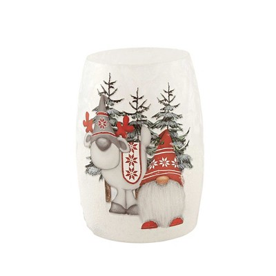Stony Creek 5.75 In Gnomes Pre-Lit Glass Vase Med-L Electric Christmas Winter Pines Novelty Sculpture Lights