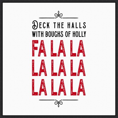 22" x 22" Deck The Halls Red Framed Wall Canvas - Amanti Art