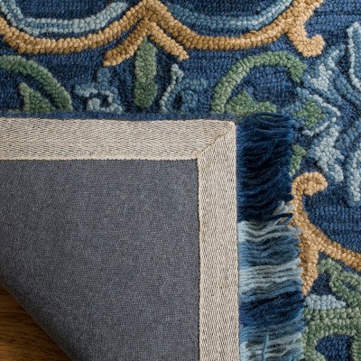 Handmade Tufted Wool Floral Blue 9' x 12' Area Rug