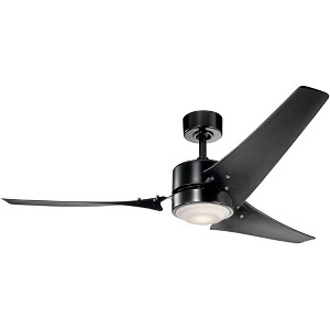 60" Kichler Rana Satin Black LED Outdoor Ceiling Fan with Wall Control - 1 of 2