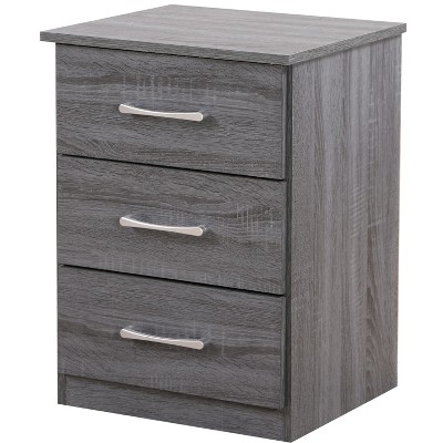 NicBex Farmhouse Nightstand with 3 Storage Drawers and Metal Handles 18 Inch Long End Table for Bedroom,Living Room