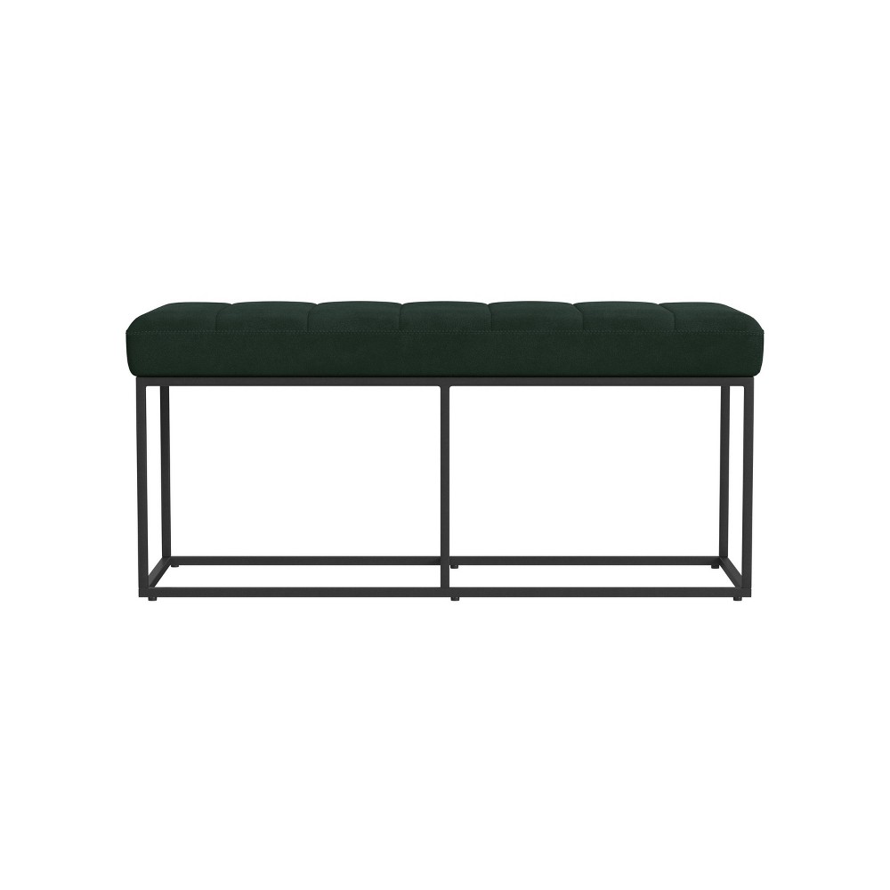 Theodore Bench Faux Leather Green - HomePop: Upholstered Rectangular Ottoman, Hardwood Frame