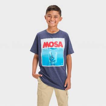 Boys' Jurassic World Mosa Short Sleeve Graphic T-Shirt - Navy Blue