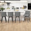 JUJABU 26 Inch Swivel Bar Stools Set of 2 with Footrest and Linen Fabric Upholstered - 2 of 4