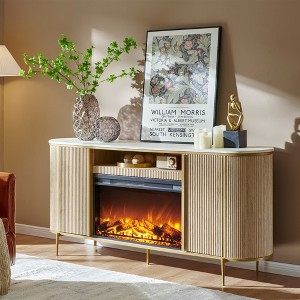 OKD Luxury 70"  Fireplace TV Stand, TV Console with Faux Marble Top - 1 of 4