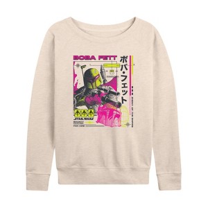 Women's - Star Wars - Boba Fett Katakana Lightweight French Terry Wide Neck Long Sleeve Shirt - 1 of 4