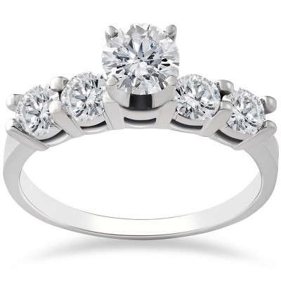Pompeii3 1ct Diamond Engagement Ring Five Stone 14k White Gold
