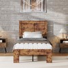 Lyngins Industrial Queen Size Bed Frame, Wood Platform Bed Frame with Headboard, Metal Frame & Solid Wood Slats, Large Under Bed Storage - 4 of 4