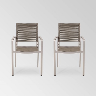 Cape Coral 2pk Aluminum Dining Chair with Rope Seat - Christopher Knight Home