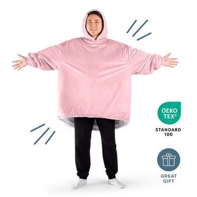 Oversized Light Pink and Purple Sherpa Wearable Blanket
