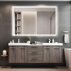 PAGED 24" x 36" Bathroom Mirror with Light, Rectangle Backligh Vanity Mirror for Bathroom, Living Room, Anti-Fog, Horizontal/Vertical - 1 of 4