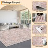 Area Rug, Machine Washable Vintage Floral Rug with Non-Slip Backing, Low Pile Pearl Velvet Floor Carpet, Lightweight Foldable Soft Rug for Bedroom - 2 of 4