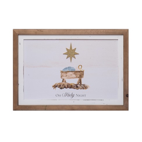 Transpac Wood 22 in. Multicolor Christmas Dimensional Manger Wall Art - image 1 of 4