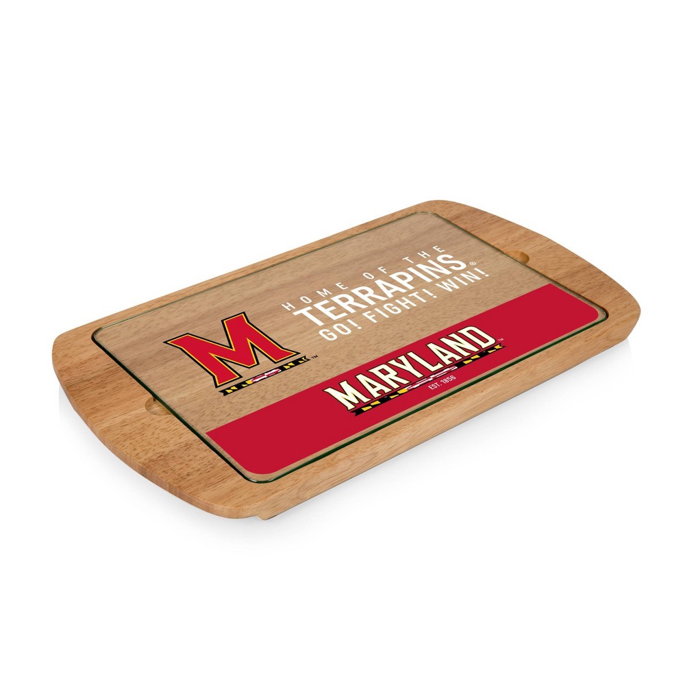 Photos - Serving Pieces NCAA Maryland Terrapins Parawood Billboard Glass Top Serving Tray