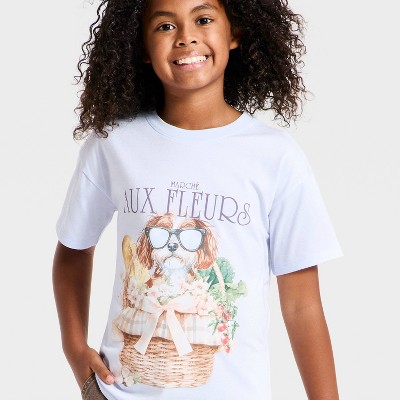 Детские Cat & Jack Girls' Short Sleeve Dog Oversized Graphic T-Shirt - Cat & Jack™ Blue S — фото 2