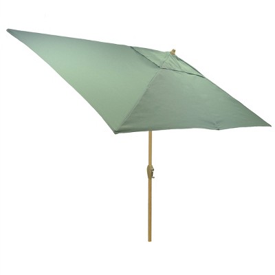 10' x 6' Rectangular Patio Umbrella DuraSeason Fabric™ Aqua - Light Wood Pole - Threshold™