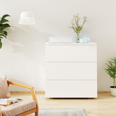 FUFU&GAGA White Modern 3-Drawer Dresser Chest Wooden Dresser Tower