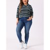 Agnes Orinda Women's Plus Size Comfy Knit 3/4 Sleeve V Neck Stripe Boho Casual Blouse - 2 of 4