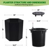 16" Tall Hexagonal Self-Watering Planters Set of 2 with Water Level Monitor, Bottom Wheels & Drainage Hole – Indoor & Outdoor Plant Pots, Black - 3 of 4