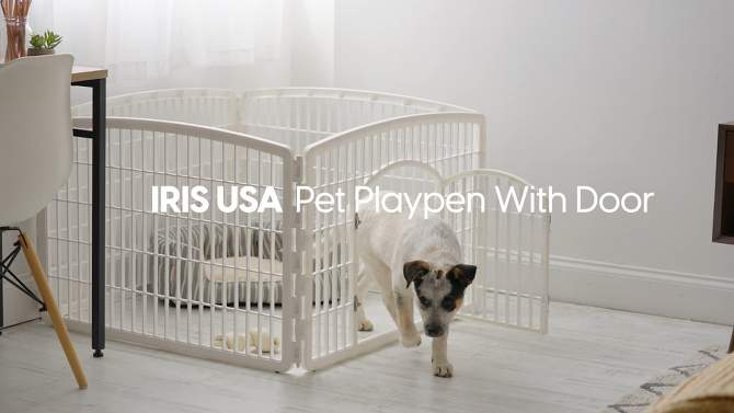 IRIS USA 4-8Panel 24/34"H Plastic Pet Playpen with Door, 2 of 8, play video